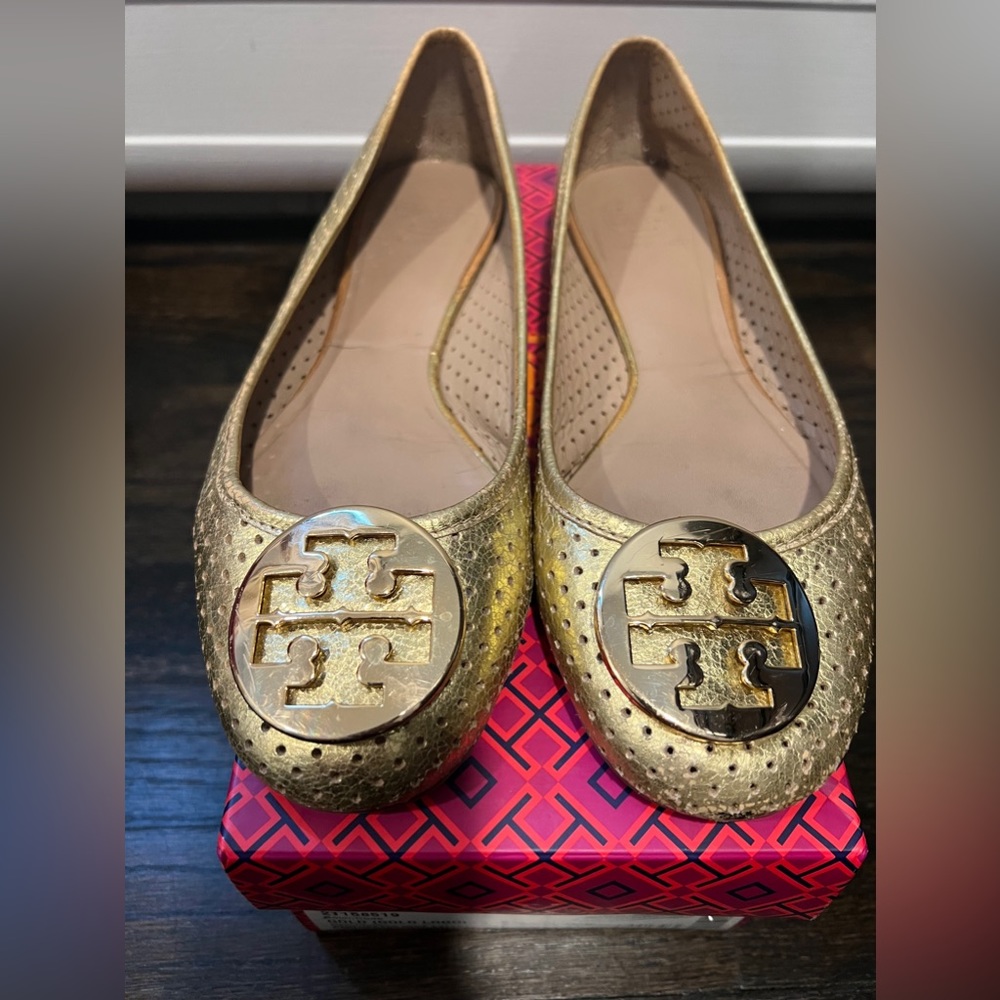 Gold Tory Burch flats